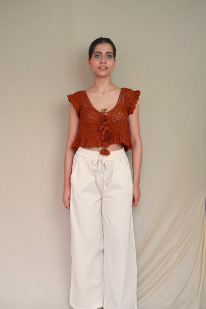 Crochet Tie-Front Blouse