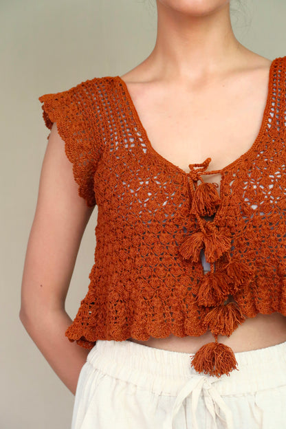 Crochet Tie-Front Blouse