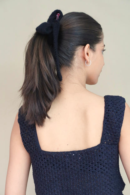 Knit Bow Hair Scrunchie