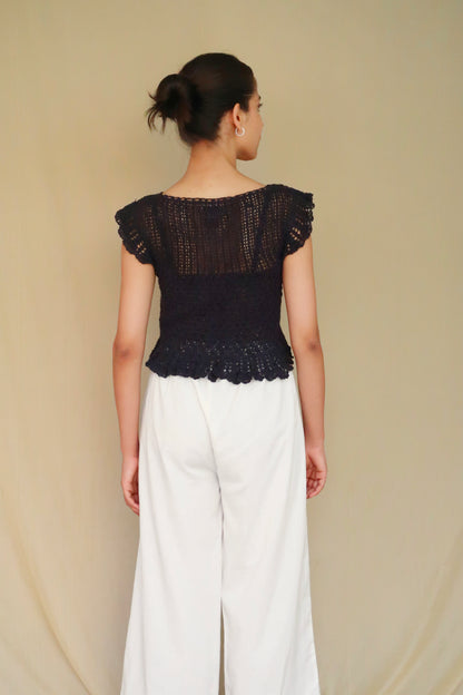 Crochet Tie-Front Blouse