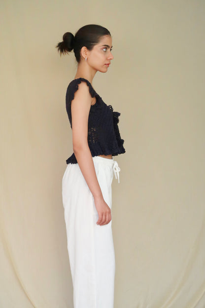 Crochet Tie-Front Blouse