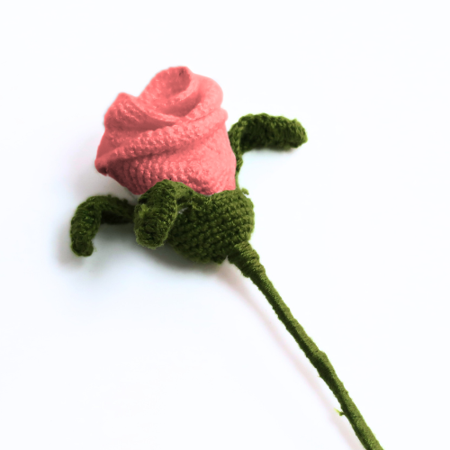 Handcrafted Crochet Flower- Single Pink Rose Gift Box