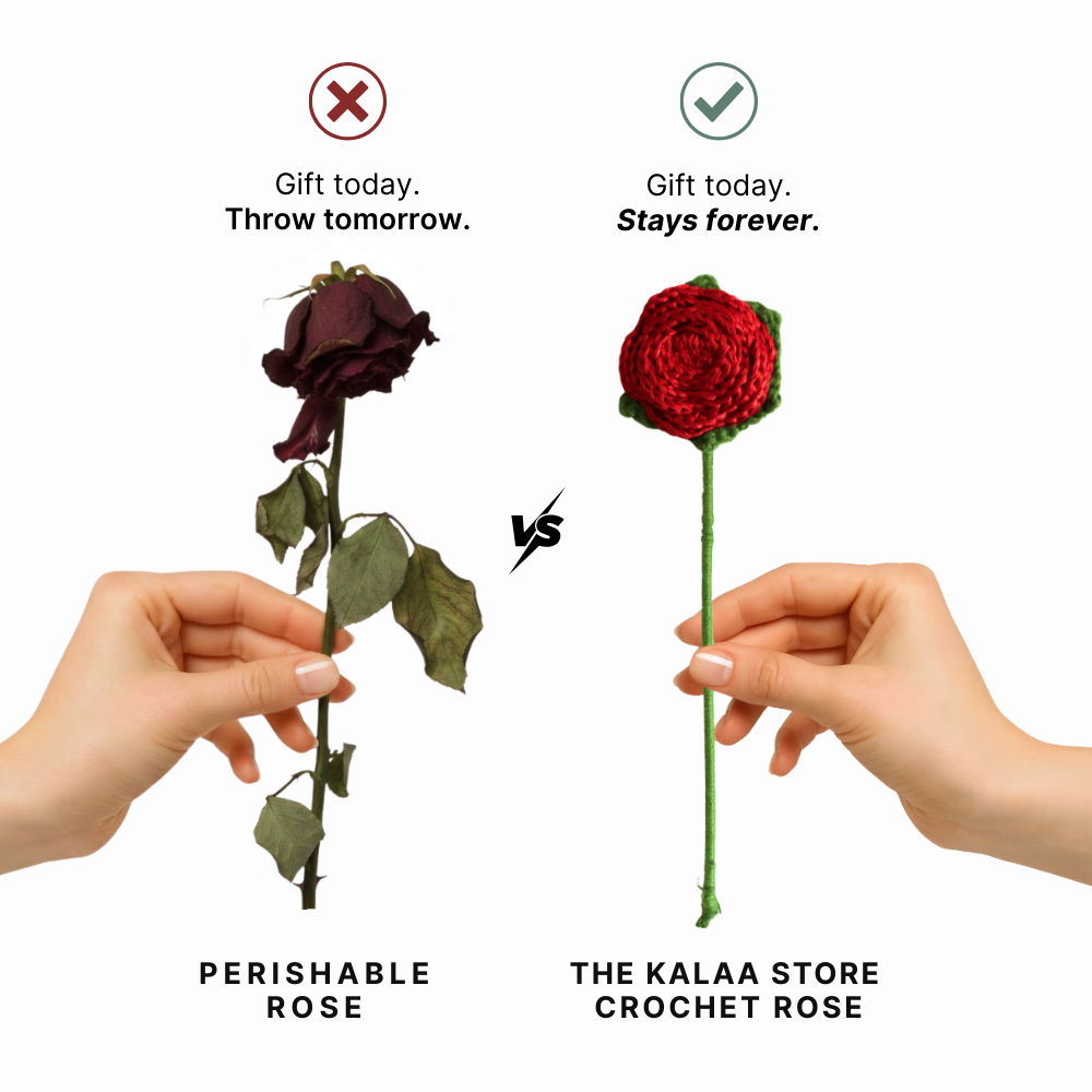 The Kalaa Store Rose Crochet Flower