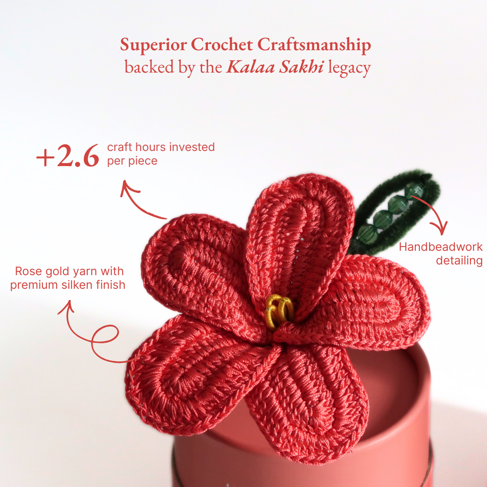 Crochet flower gift box India forever flowers handmade The Kalaa Store, bloombox also on blinkit