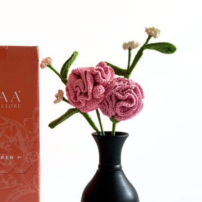 Forever Carnation Crochet Flower with Vase