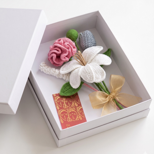 Handcrafted Lilly & Carnation Crochet Flower Bouquet