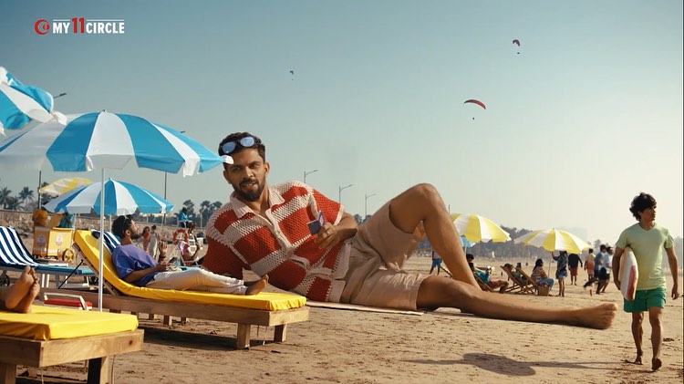 Ruturaj Gaikwad wearing handcrafted crochet captain shirt by The Kalaa Store in My 11 Circle ad